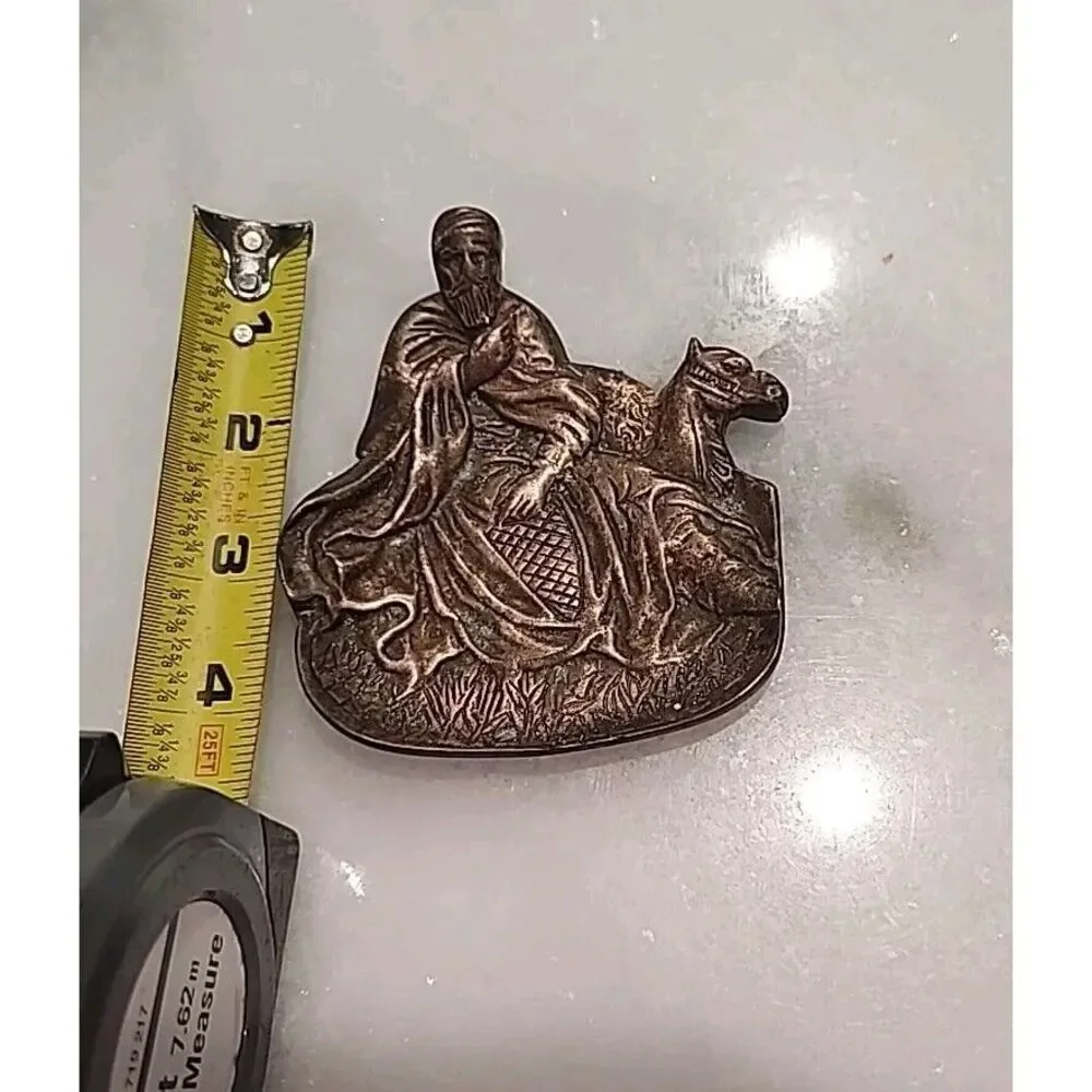 Vtg Solid Brass‎ Desert Themed Wise Man Nomad & Camel Ashtray Coin Trinket Dish